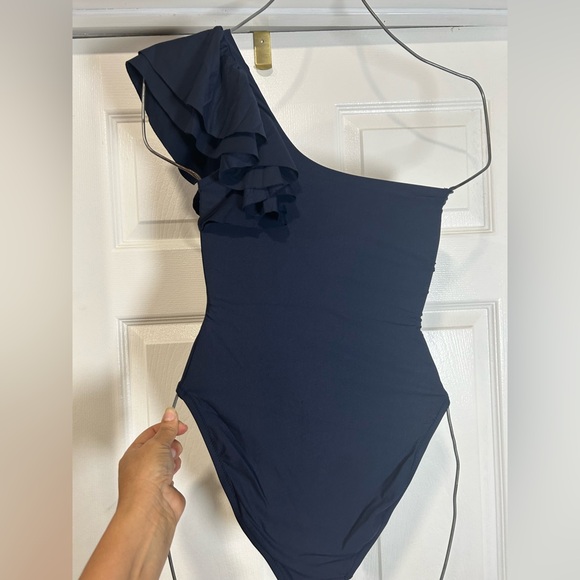 J. Crew Navy One-Shoulder Women's One Piece - Picture 3 of 5